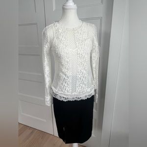 Lace mock tee top with camisole slip